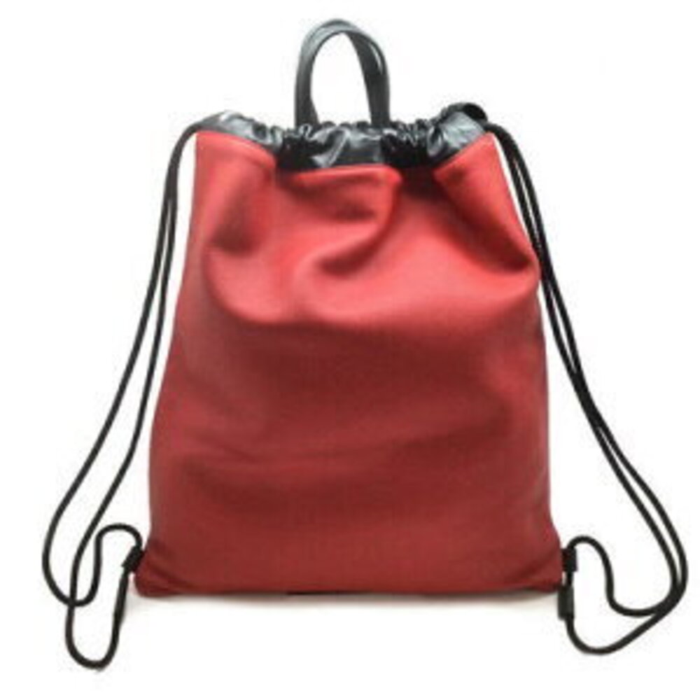 Gucci Drawstring Backpack Pouch Leather Red Black - image 4